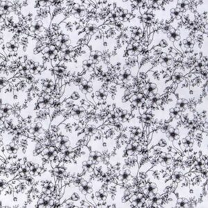 black outlined flowers on a white background