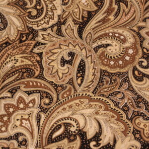 brown, tan, and black paisley print