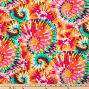 green, blue, pink, orange, yellow, dark purple, and white real real-looking sporadic tie dye