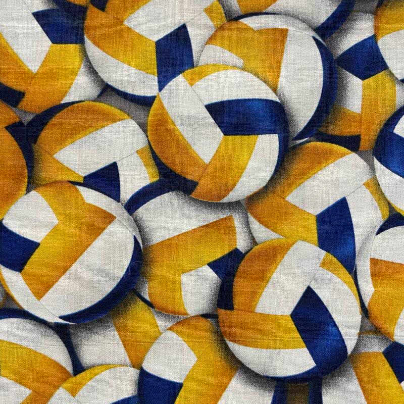 yellow, blue, and white volleyballs cluttered on top of each other