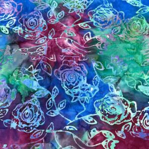 Teal blue and raspberry rose batik